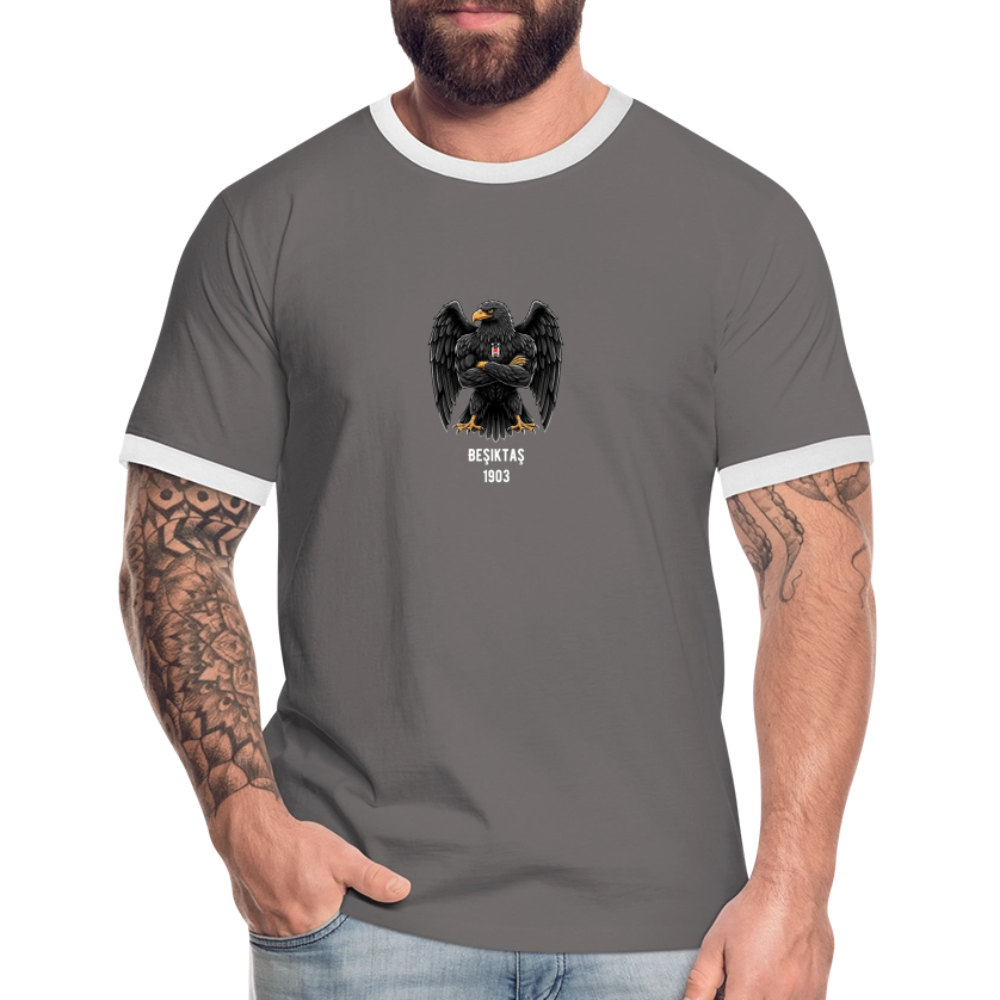 Beşiktaş Istanbul Herren Kontrast-T-Shirt – Dein Stolz in Schwarz-Weiß - Dunkelgrau/Weiß