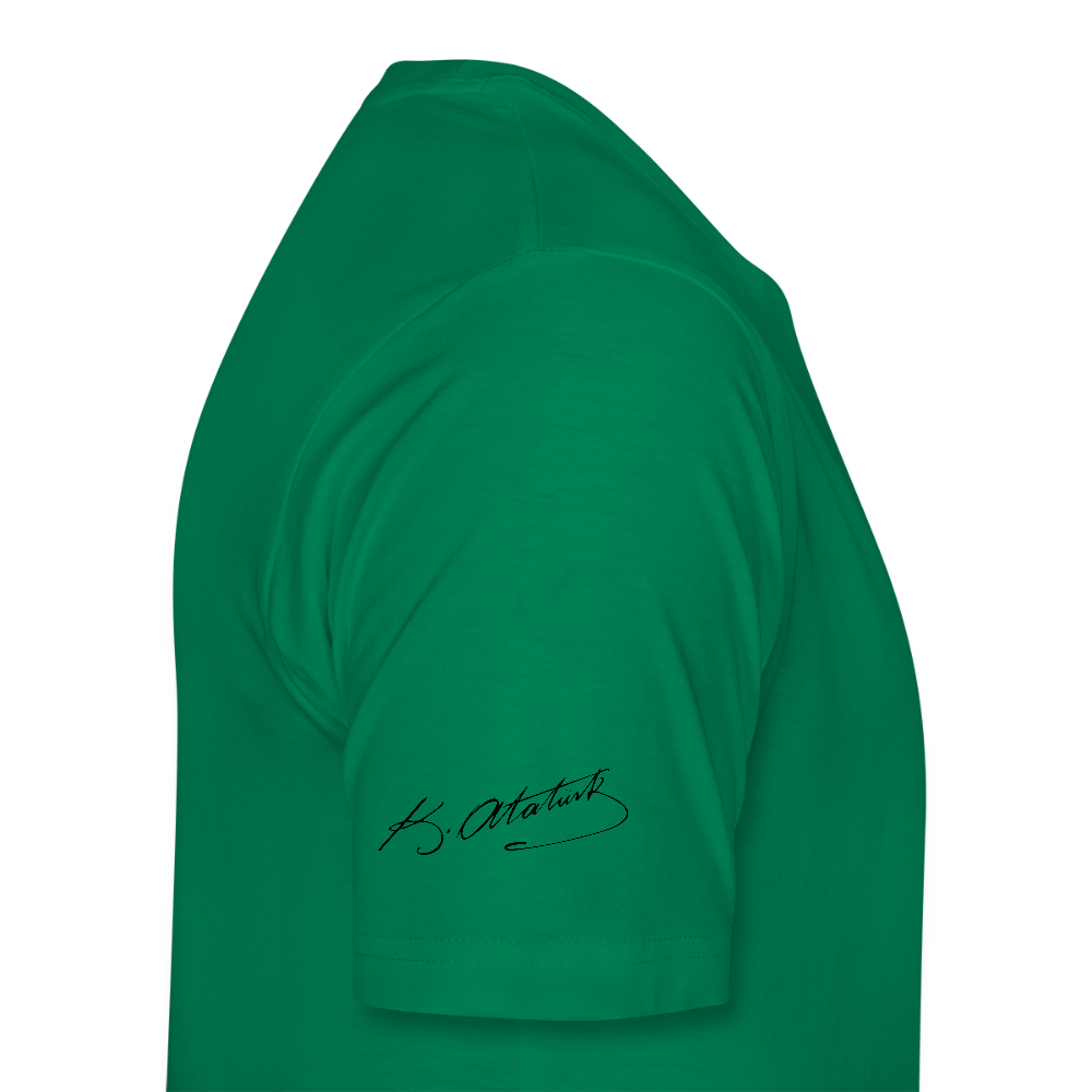 Atatürk Tribute T-Shirt – Porträt & Signatur vereint. - Kelly Green