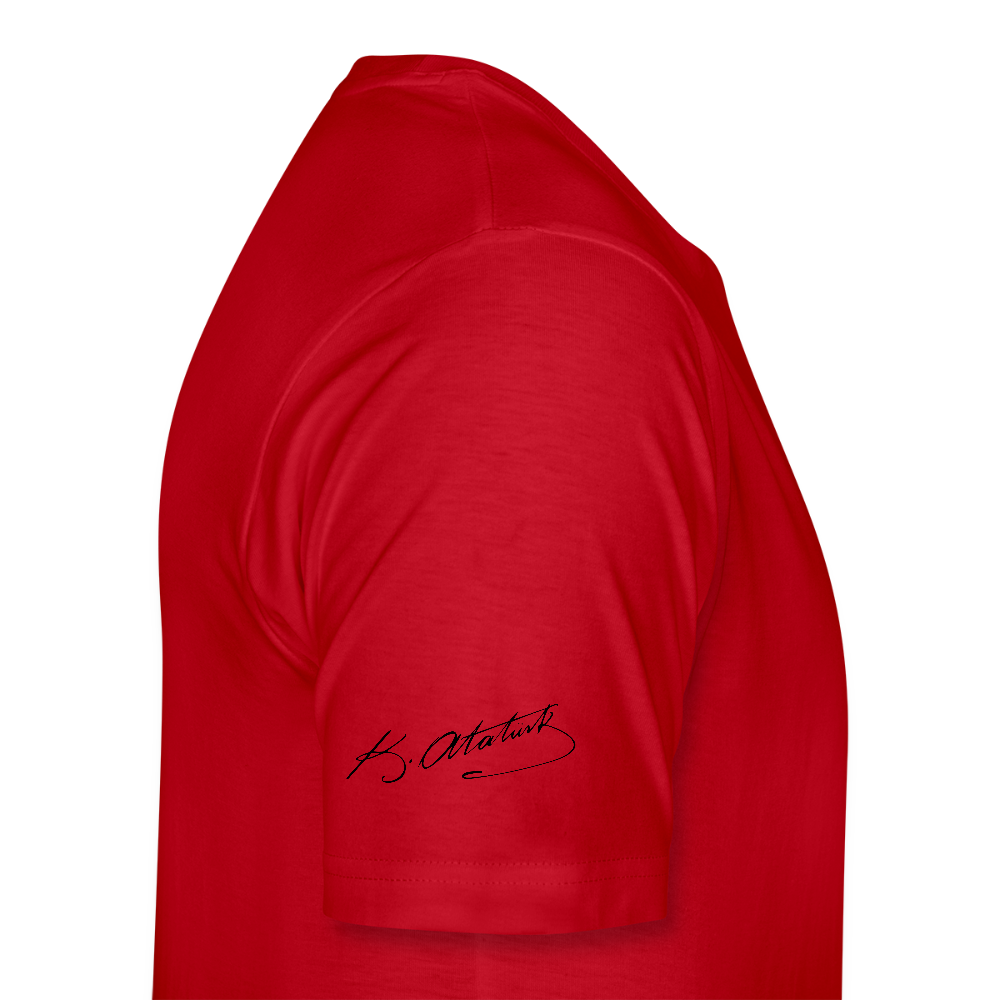 Atatürk Tribute T-Shirt – Porträt & Signatur vereint. - Rot