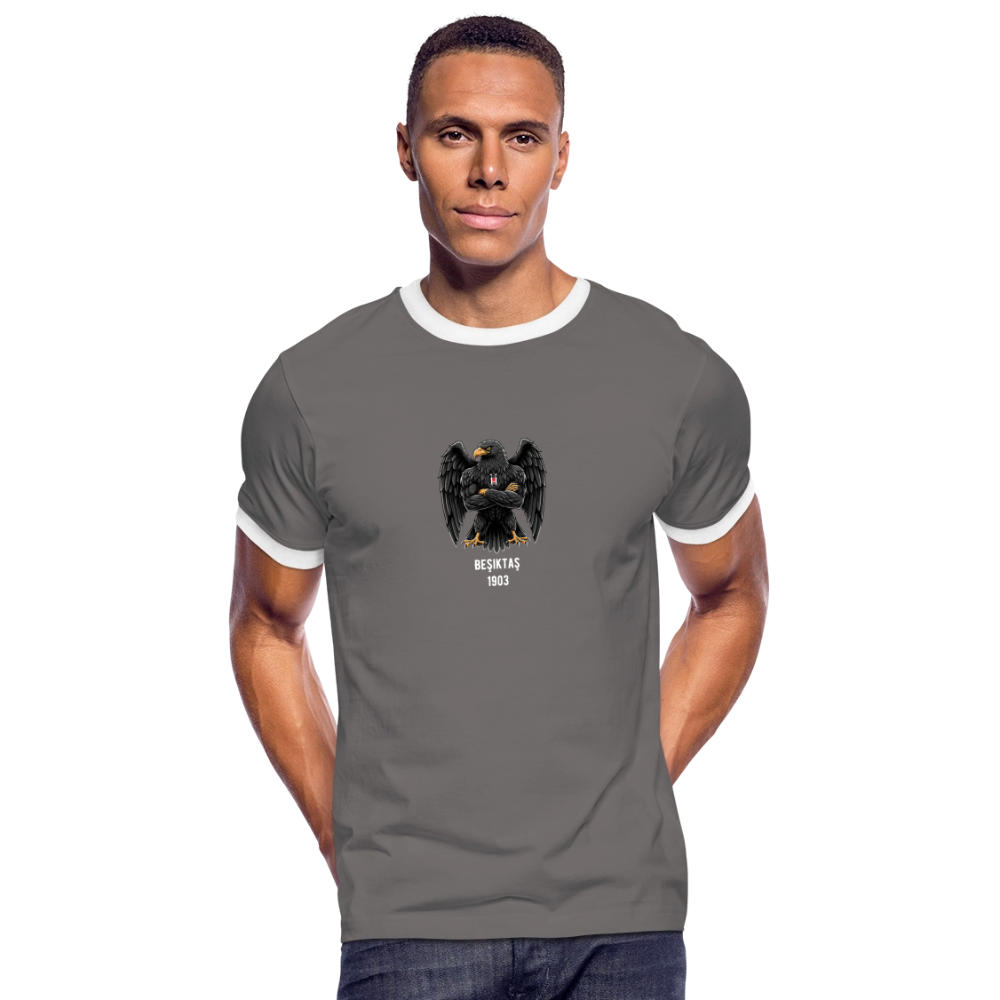 Beşiktaş Istanbul Herren Kontrast-T-Shirt – Dein Stolz in Schwarz-Weiß - Dunkelgrau/Weiß