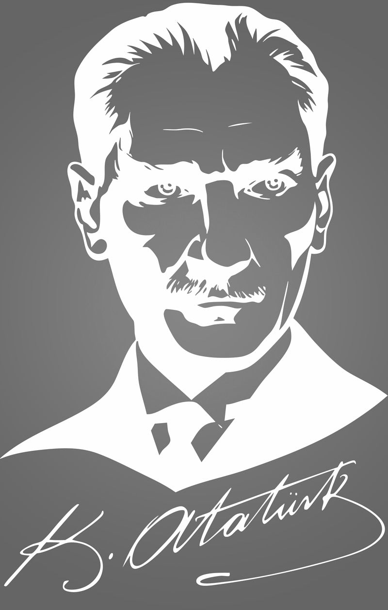 Atatürk Sticker - Portrait und Unterschrift
