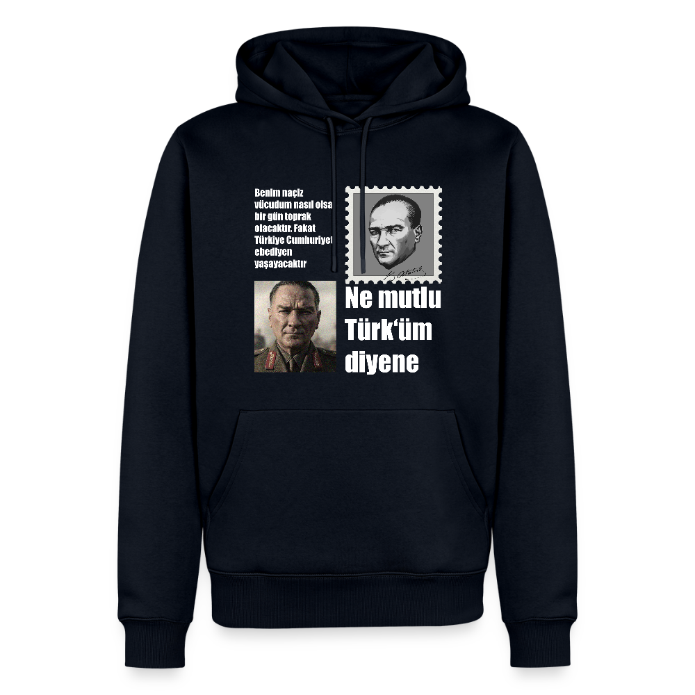 Atatürk Premium Hoodie - Ne mutlu - Navy