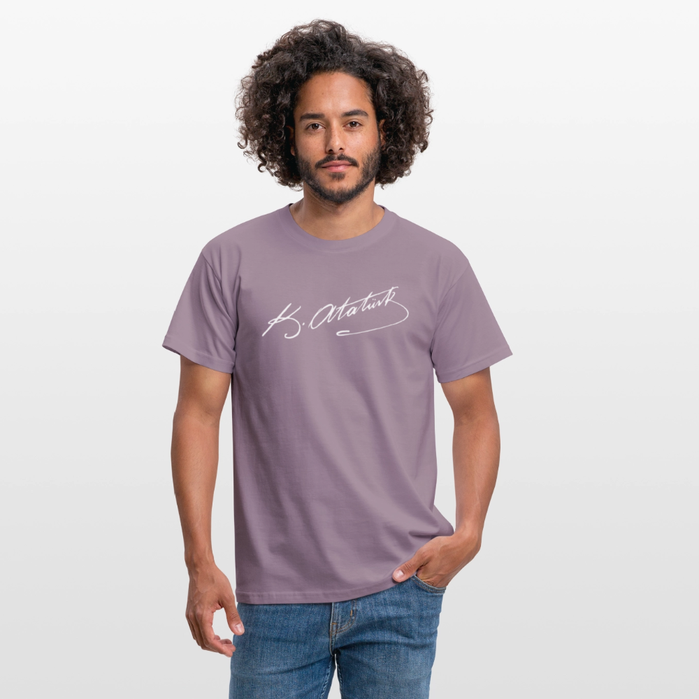 Atatürk Unterschrift Herren T-Shirt - purple-grey 