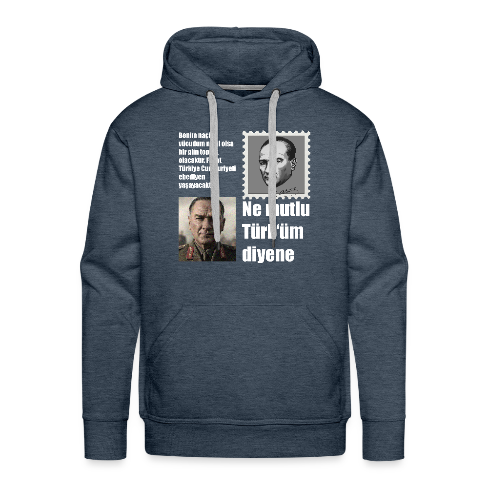 Atatürk Premium Hoodie - Ne mutlu - Jeansblau