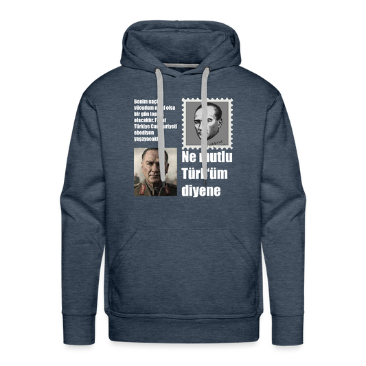 Atatürk Premium Hoodie - Ne mutlu - Jeansblau