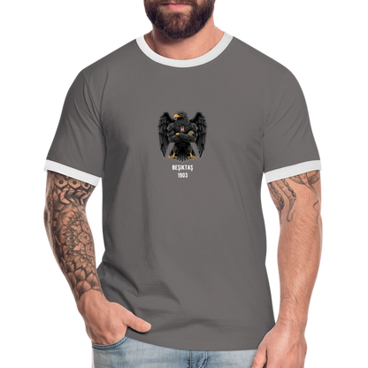 Beşiktaş Istanbul Herren Kontrast-T-Shirt – Dein Stolz in Schwarz-Weiß - Dunkelgrau/Weiß