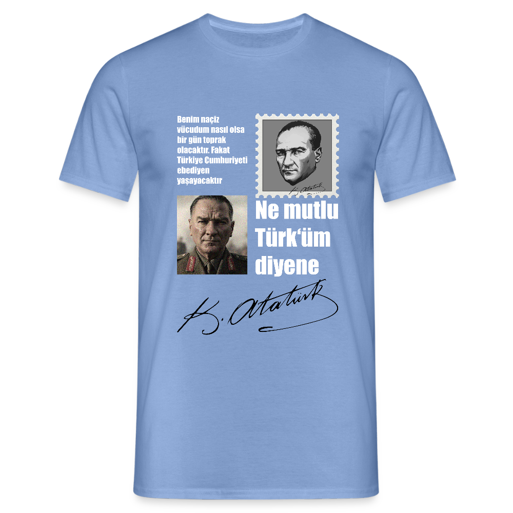 Atatürk Herren T-Shirt - Ne mutlu Türküm diyene - carolina blue