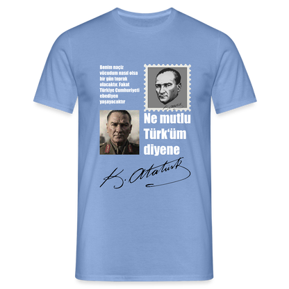 Atatürk Herren T-Shirt - Ne mutlu Türküm diyene - carolina blue