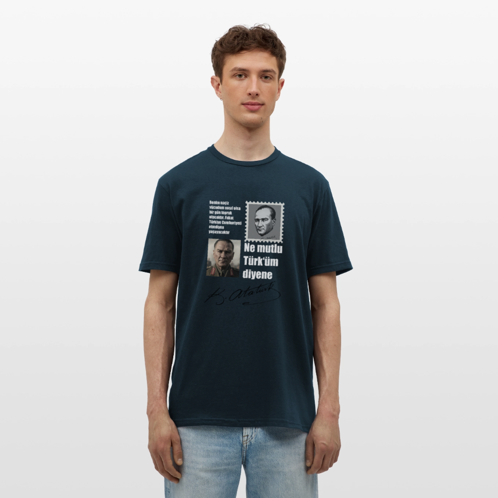 Atatürk Herren T-Shirt - Ne mutlu Türküm diyene - Navy