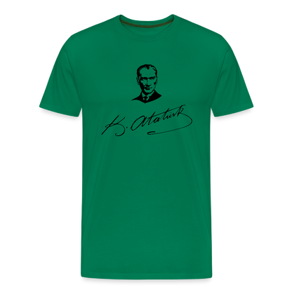 Atatürk Tribute T-Shirt – Porträt & Signatur vereint. - Kelly Green