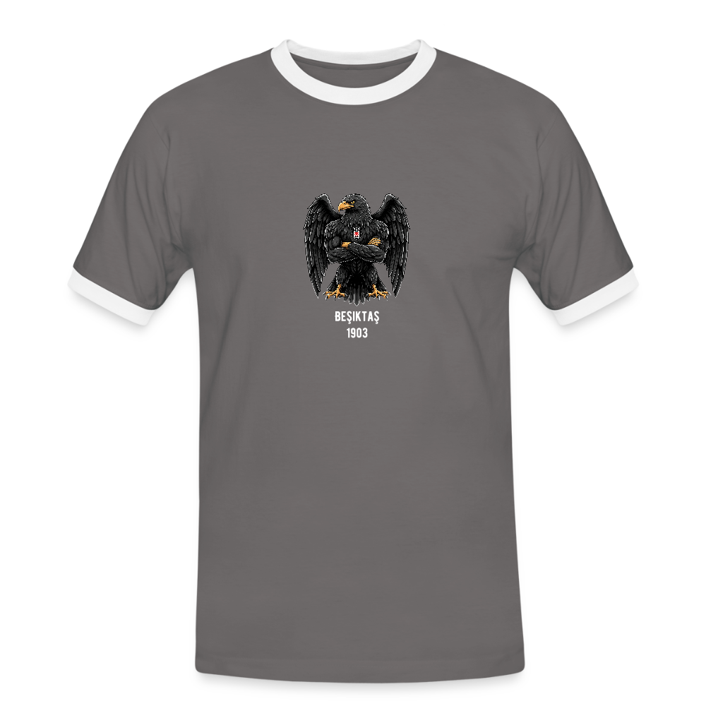 Beşiktaş Istanbul Herren Kontrast-T-Shirt – Dein Stolz in Schwarz-Weiß - Dunkelgrau/Weiß