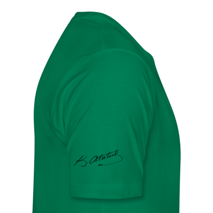 Atatürk Tribute T-Shirt – Porträt & Signatur vereint. - Kelly Green