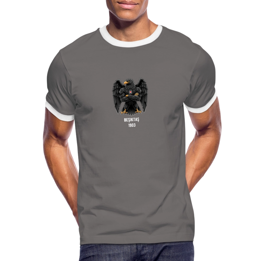Beşiktaş Istanbul Herren Kontrast-T-Shirt – Dein Stolz in Schwarz-Weiß - Dunkelgrau/Weiß