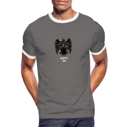 Beşiktaş Istanbul Herren Kontrast-T-Shirt – Dein Stolz in Schwarz-Weiß - Dunkelgrau/Weiß
