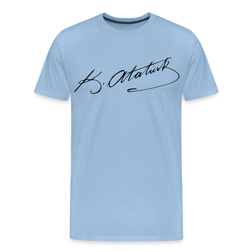 Atatürk Herren T-Shirt Unterschrift - Sky