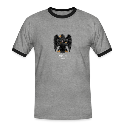 Beşiktaş Istanbul Herren Kontrast-T-Shirt – Dein Stolz in Schwarz-Weiß - Grau meliert/Schwarz