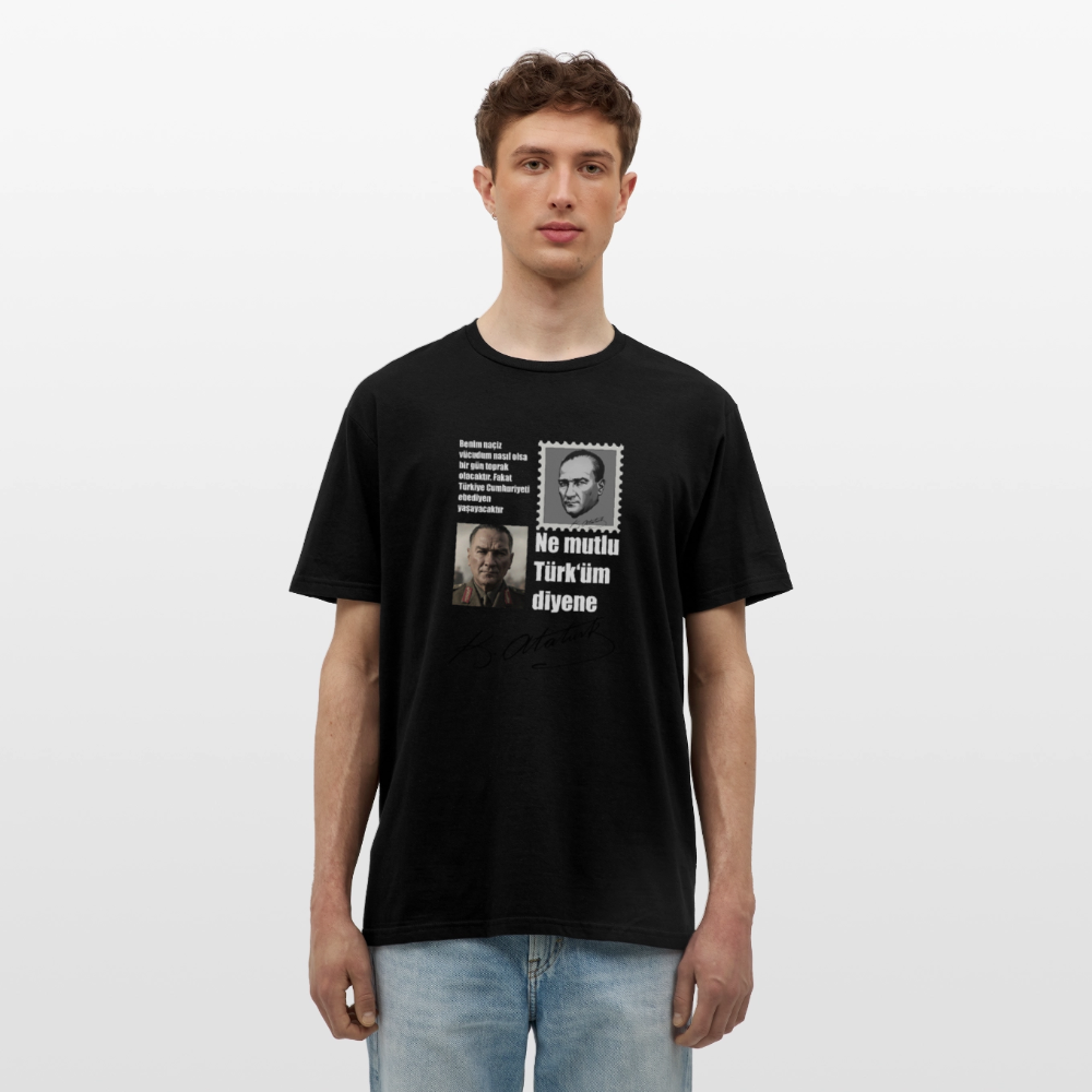 Atatürk Herren T-Shirt - Ne mutlu Türküm diyene - Schwarz