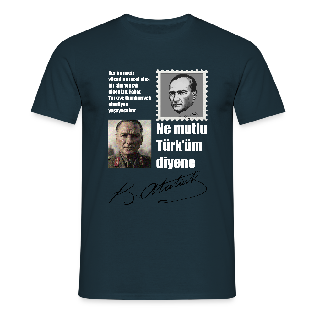 Atatürk Herren T-Shirt - Ne mutlu Türküm diyene - Navy