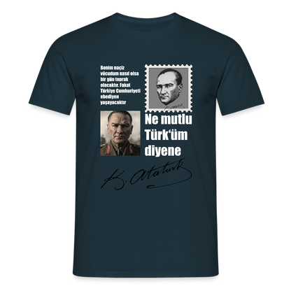 Atatürk Herren T-Shirt - Ne mutlu Türküm diyene - Navy