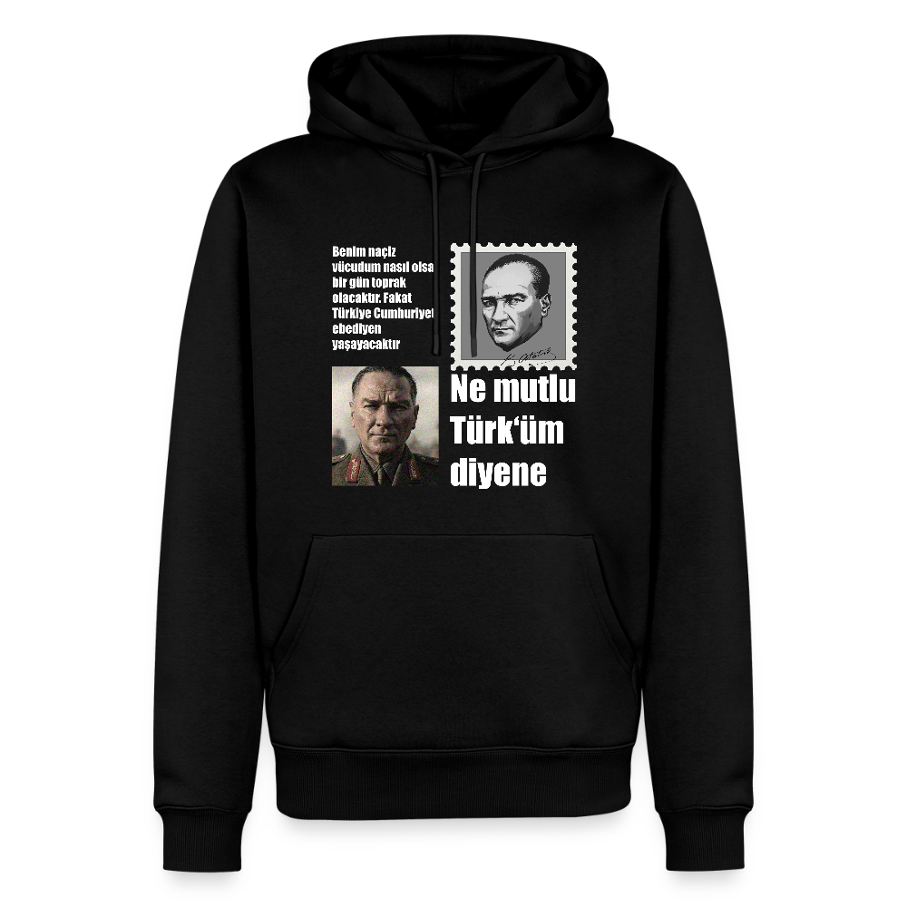 Atatürk Premium Hoodie - Ne mutlu - Schwarz