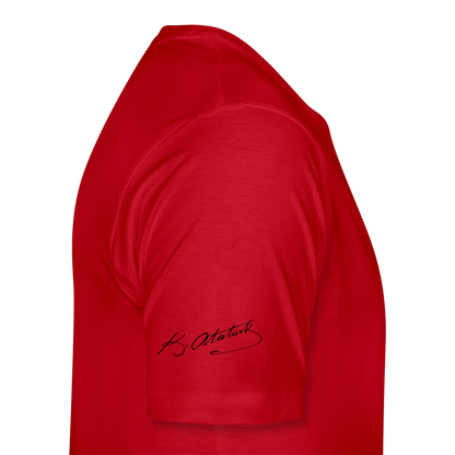 Atatürk Tribute T-Shirt – Porträt & Signatur vereint. - Rot