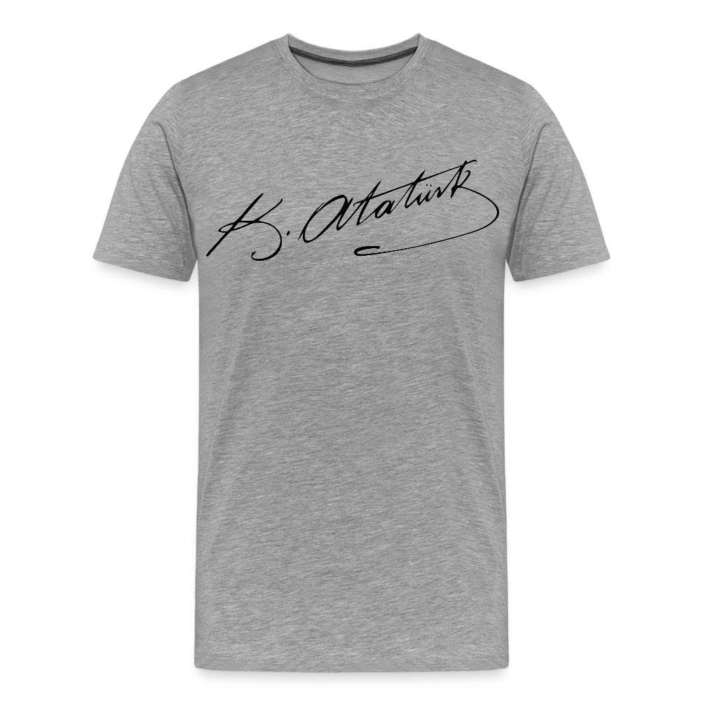 Atatürk Herren T-Shirt Unterschrift - Grau meliert