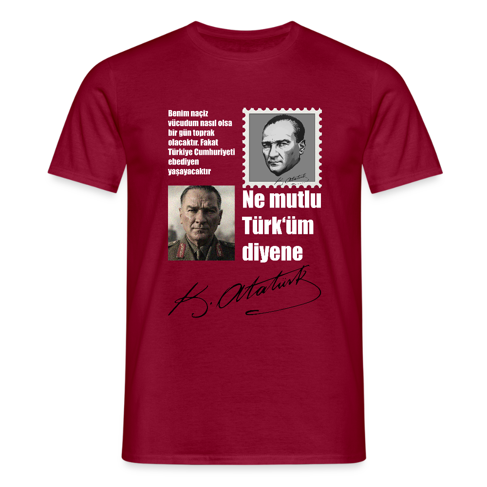 Atatürk Herren T-Shirt - Ne mutlu Türküm diyene - Ziegelrot
