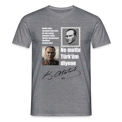 Atatürk Herren T-Shirt - Ne mutlu Türküm diyene - Graphit meliert