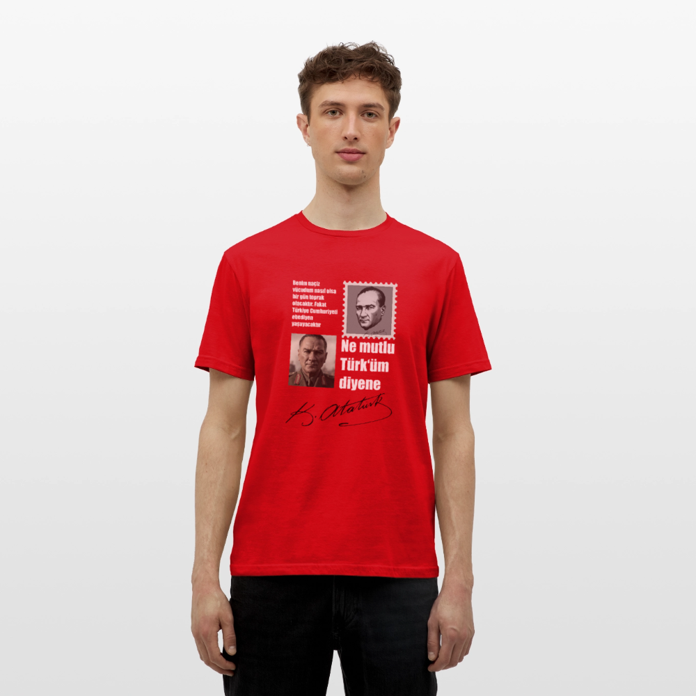 Atatürk Herren T-Shirt - Ne mutlu Türküm diyene - Rot