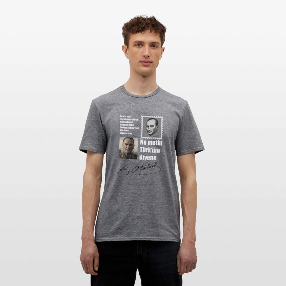Atatürk Herren T-Shirt - Ne mutlu Türküm diyene - Graphit meliert