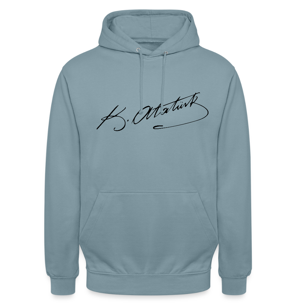 Atatürk Signature Hoodie – Stil mit Haltung. - Unisex - stonewash blue