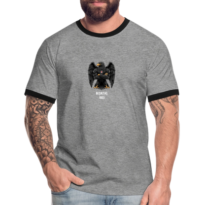 Beşiktaş Istanbul Herren Kontrast-T-Shirt – Dein Stolz in Schwarz-Weiß - Grau meliert/Schwarz