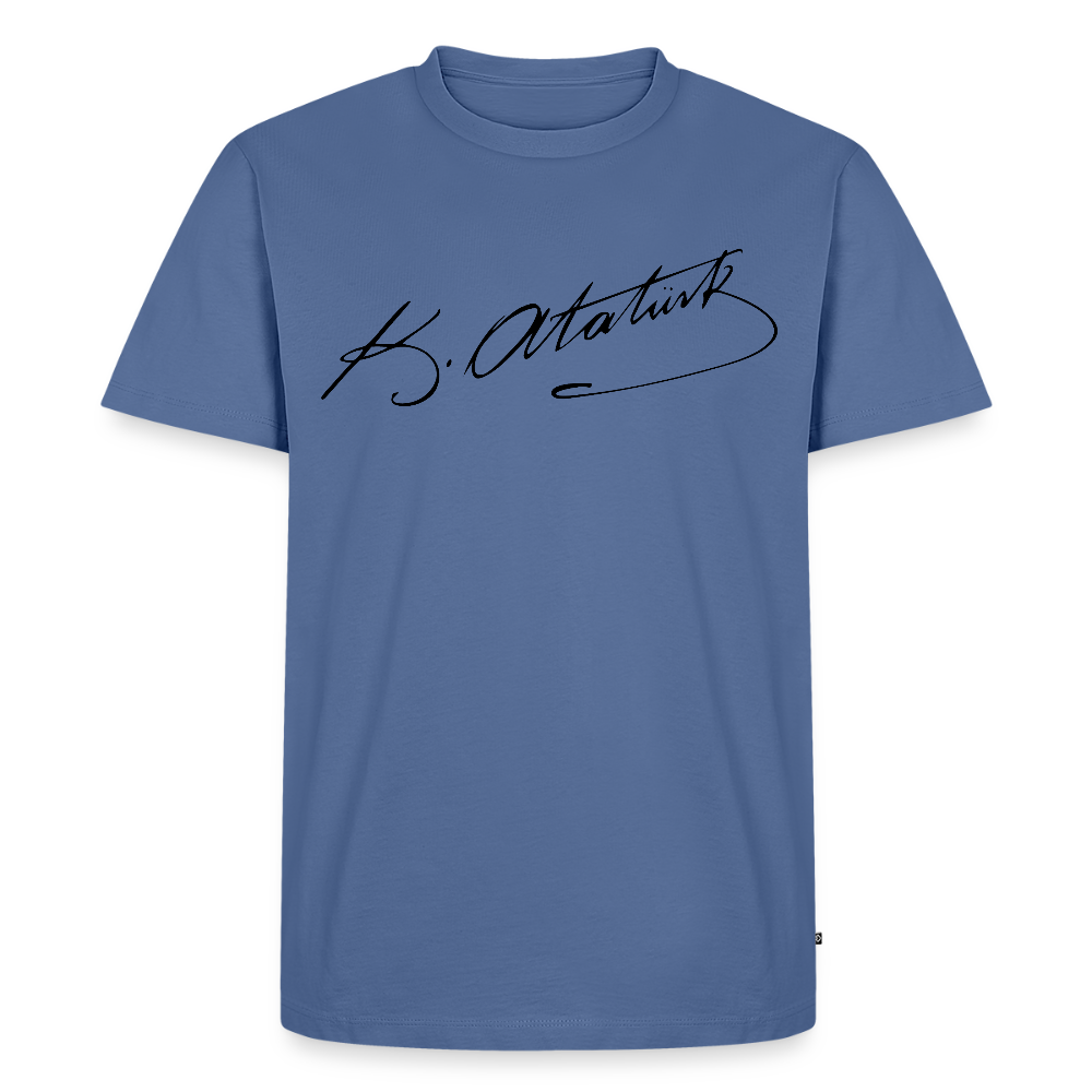 Atatürk Herren T-Shirt Unterschrift - Taubenblau