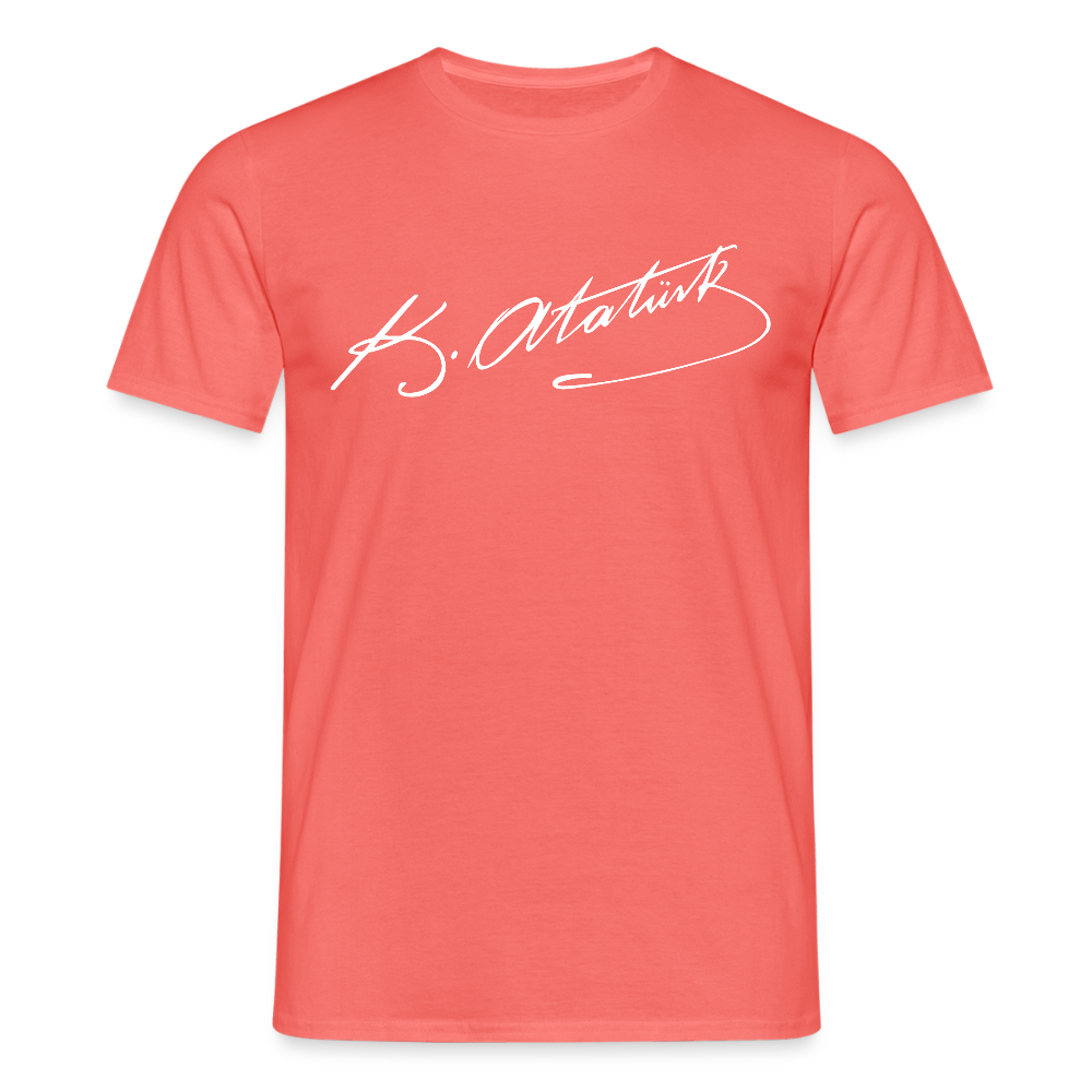 Atatürk Unterschrift Herren T-Shirt - coral