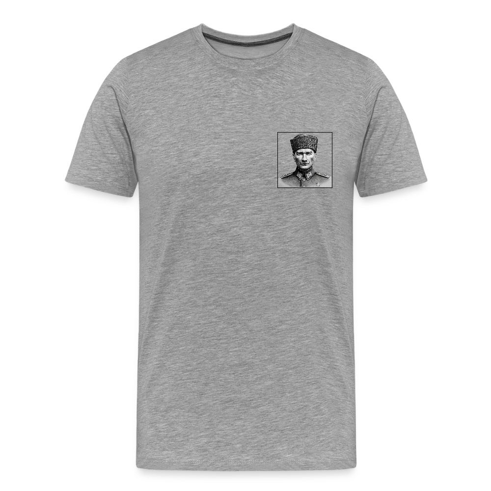 Premium Atatürk T-Shirt – Zeitloses Portrait, Moderner Stil - Grau meliert