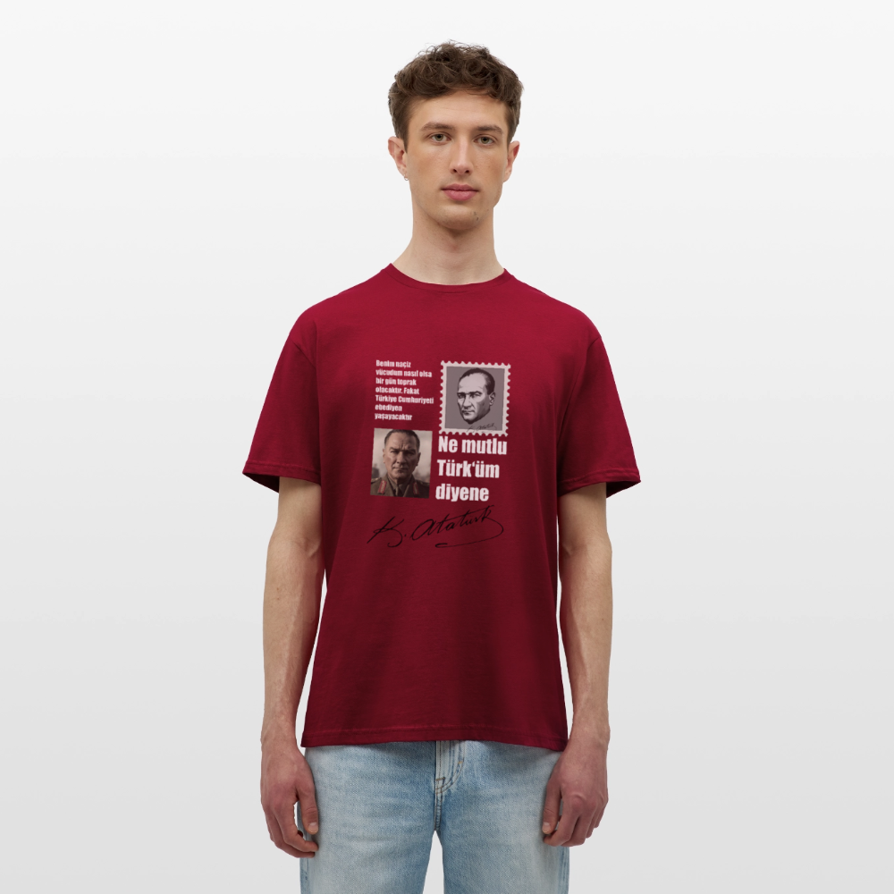 Atatürk Herren T-Shirt - Ne mutlu Türküm diyene - Ziegelrot