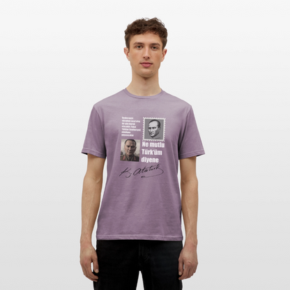 Atatürk Herren T-Shirt - Ne mutlu Türküm diyene - Lilagrau 